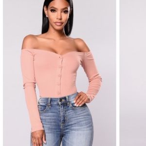 Fool In Love Off Shoulder Bodysuit - Mauve